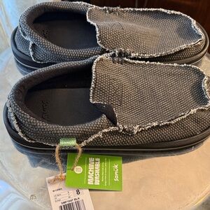 Sanuk Men's Charcoal Gray Canvas Slip-On Shoes